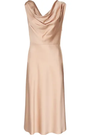 BLUMARINE Kjole, Dame, Lyserød, M, Rosa Draperet Ærmeløs Midi Kjole