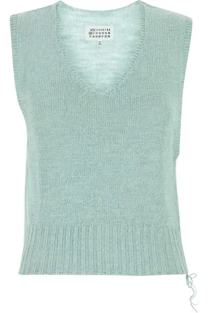 Maison Margiela Strik, Dame, Blå, S, Uld, Hampvest til stilfulde blazere