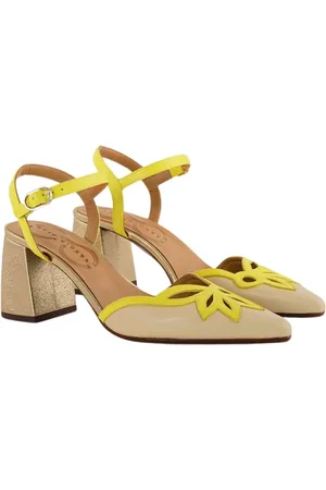 Chie Mihara Sko, Dame, , 36 EU, Læder, Metallic Læder Spænde Sandaler Creme Gul