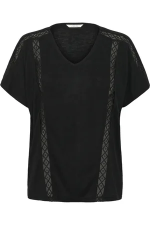 Cream Top, Dame, Sort, L, Polyester, V-Neck T-Shirt Top i Pitch