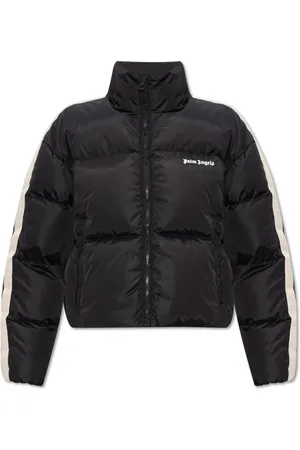 Palm Angels Jakke, Dame, Sort, M, Uld, Cropped Down Jacket med Logo