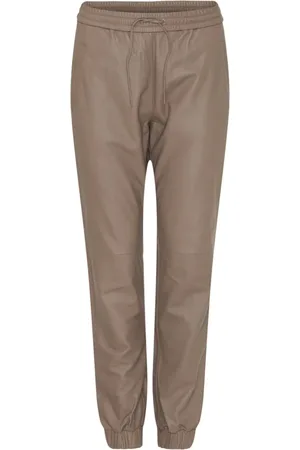 Notyz Bukser, Dame, , 3XL, Læder, Læder Jogger Bukser Skins 11153 Latte