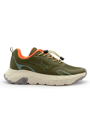 W6YZ Sko, Herre, Grøn, 41 EU, Læder, Grøn Læder- og Stofsneakers