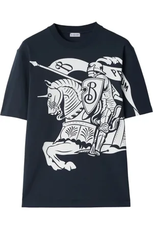 Burberry Top, Herre, Blå, L, Bomuld, EKD Logo Kortærmet Bomuldst-shirt