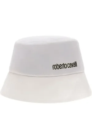 Roberto Cavalli Tilbehør, Dame, Hvid, ONE SIZE, Logo Spandehat Twill Stof
