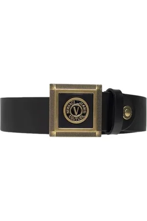 VERSACE Tilbehør, Herre, Sort, 100 CM, Læder, Sort læderbælte med logo spænde