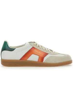 santoni Sko, Herre, Flerfarvet, 44 1/2 EU, Læder, Hvide lædersneakers med ruskindindsatser