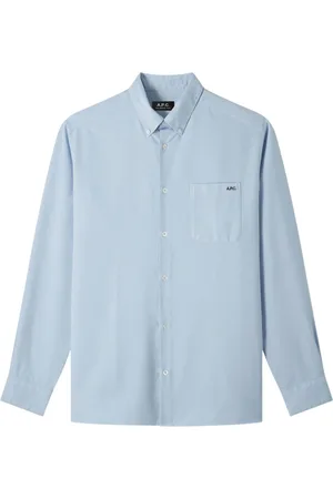 A.P.C. Skjorte, Herre, Blå, L, Bomuld, Mateo Logo Skjorte