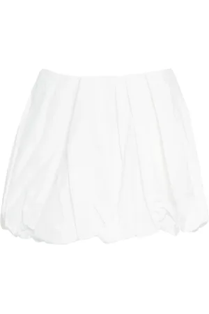 Pinko Shorts, Dame, Hvid, XS, Bomuld, Hvid Ballon Mini Nederdel med Plisser