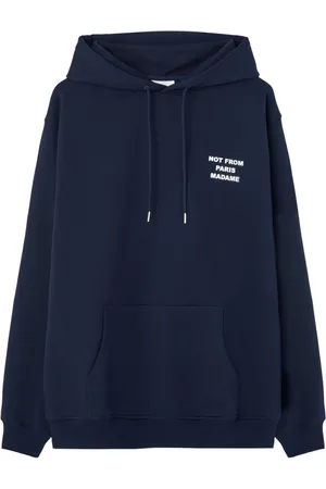 Drôle de Monsieur Sweathshirts & Hoodies, Herre, Blå, M, Blå Hoodie Sweater Slogan