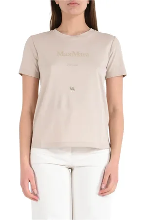 Max Mara Top, Dame, , M, Bomuld, Stille Bomuldst-shirt med Samlingstryk