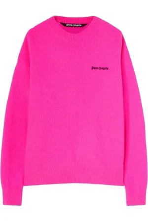 Palm Angels Strik, Herre, Lyserød, S, Uld, Broderet Logo Sweater