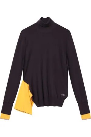 Fendi Strik, Dame, Lilla, M, Uld, Stilfuld Turtleneck Sweater
