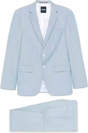 HUGO BOSS Jakkesæt, Herre, Blå, L, Uld, Slim Fit Blandet Uld Dragt