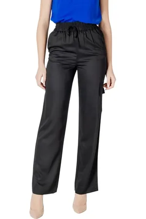 Calvin Klein Bukser, Dame, Sort, XS, Satin, Satin Palazzo Bukser med Lommer