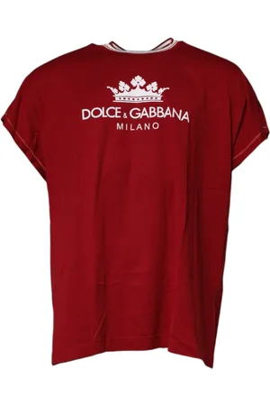 Dolce & Gabbana Top, Herre, Rød, S, Bomuld, Rød Krone Logo Bomuld T-shirt