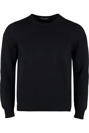 DRUMOHR Strik, Herre, Blå, S, Bomuld, Ribbet Bomuld Crew-Neck Sweater