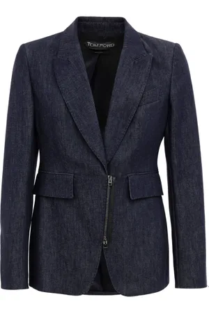 Tom Ford Jakke, Dame, Blå, L, Bomuld, Jacket