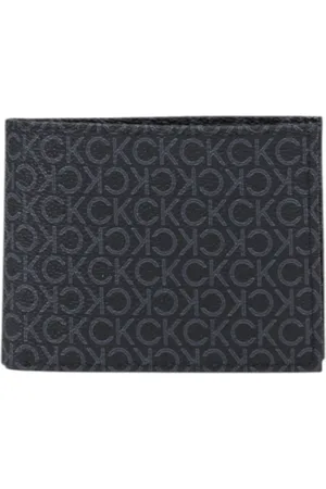 Calvin Klein Tilbehør, Herre, Sort, ONE SIZE, Polyester, Klassisk Mono Tri-Fold Pung med Møntlomme