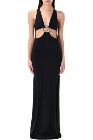 COPERNI Kjole, Dame, Sort, S, Nylon, Cut Out C Logo Lang Kjole