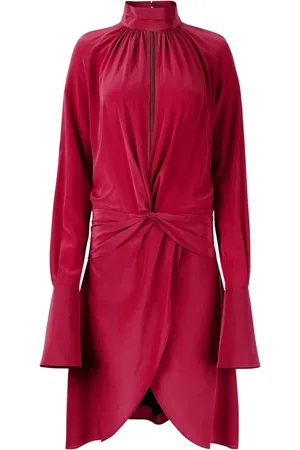 Nina Ricci Kjole, Dame, Rød, XL, High Neck Midi Kjole