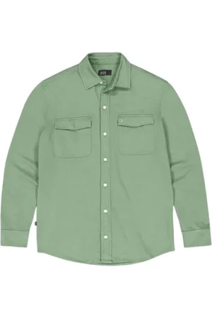 Butcher of Blue Skjorte, Herre, Grøn, M, Bomuld, Blå Finn Jersey Overshirt