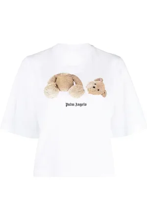 Palm Angels Top, Dame, Hvid, 2XS, Bomuld, Teddy Bear Cropped Tee