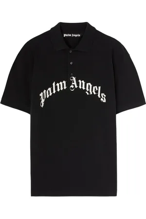 Palm Angels Top, Herre, Sort, M, Bomuld, Sort Polo Shirt med Buet Logo