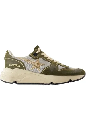 Golden Goose Sko, Dame, Grøn, 36 EU, Runde Tå Sneakers i Kaki/Hvid/Rød/Beige/Is
