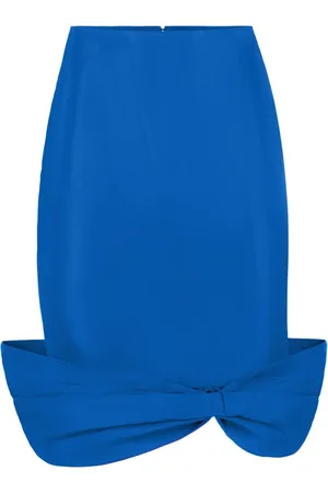 Nina Ricci Nederdel, Dame, Blå, XL, Polyester, Taft Bow Peplum Midi Nederdel