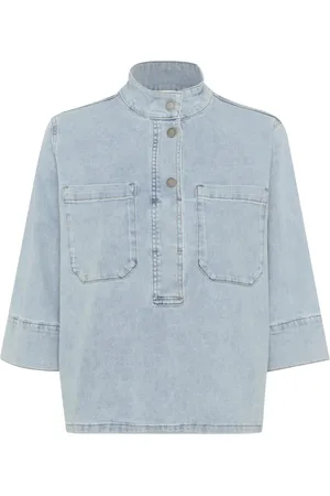 My Essential Wardrobe Bluser & Skjorter, Dame, Blå, M, Denim, Lyseblå Vasket Denim Bluse