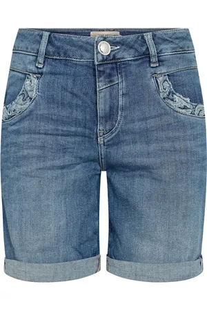 Mos Mosh Shorts, Dame, Blå, W26, Denim, Denim Shorts med Fine Detaljer og Manchetter
