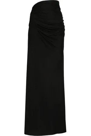 ANDREA ADAMO Nederdel, Dame, Sort, M, Draped Nederdel med Cut-Out Detalje