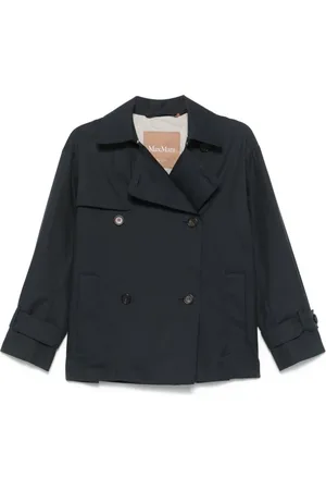 Max Mara Frakke, Dame, Blå, XS, Bomuld, Caban Zeno Trenchcoat