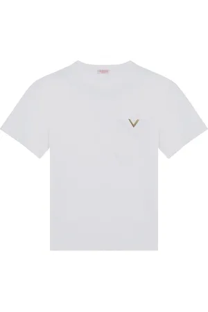 VALENTINO GARAVANI Top, Herre, Hvid, S, Bomuld, Kortærmet rund hals T-shirt