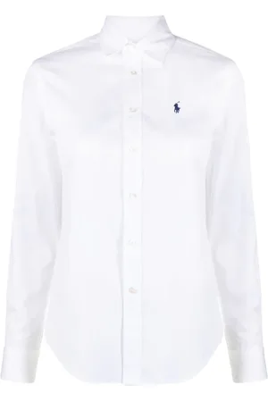 Ralph Lauren Bluser & Skjorter, Dame, Hvid, 2XL, Bomuld, Hvid Skjorte med Skal Knapper