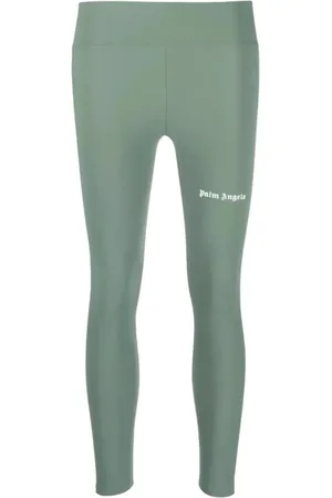 Palm Angels Bukser, Dame, Grøn, S, Polyester, Grønne Leggings med Sidestriber