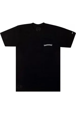 CHROME HEARTS Top, Herre, Blå, L, Sort Scroll Logo T-shirt