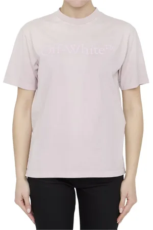 OFF-WHITE Top, Dame, Lyserød, S, Bomuld, Crewneck Kortærmet T-shirt