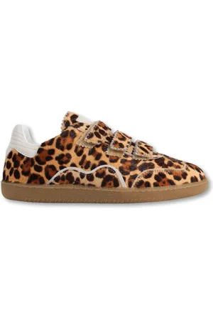 Toral Sko, Dame, Brun, 40 EU, Læder, Tiger Print Sneakers med Velcro