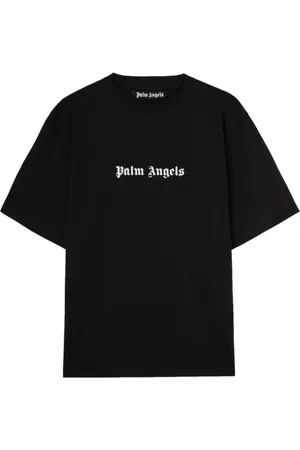 Palm Angels Top, Herre, Sort, M, Bomuld, Logo Print Crew Neck T-shirt