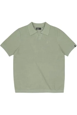 Butcher of Blue Top, Herre, Grøn, S, Uld, Boucle Strikket Polo Stilfuld og Raffineret