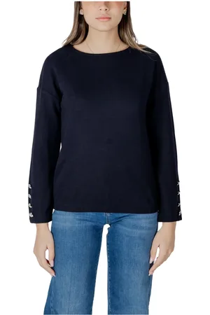 Street one Top, Dame, Blå, L, Polyester, Blå Langærmet Strik