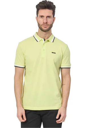 HUGO BOSS Top, Herre, Gul, 3XL, Bomuld, Gul Polo Skjorte med Kontrastdetaljer
