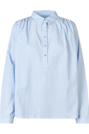 Lollys Laundry Bluser & Skjorter, Dame, Blå, XL, Lysblå Skjorte med Lange Ærmer