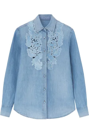 ERMANNO SCERVINO Bluser & Skjorter, Dame, Blå, M, Uld, Stilfuld Skjorte til Mænd