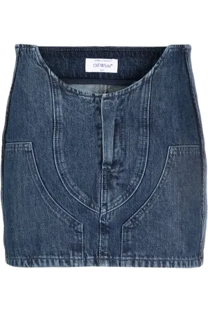 OFF-WHITE Nederdel, Dame, Blå, XS, Denim, Denim Mini Nederdel med U-formet Talje foran