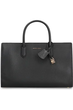 Michael Kors Taske, Dame, Sort, ONE SIZE, Læder, Elegant Læderhåndtaske med Metalhængelås