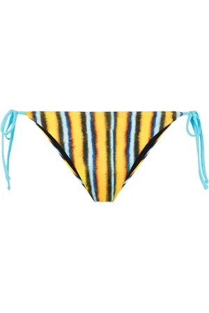 Roberto Cavalli Badetøj, Dame, Flerfarvet, 2XL, Eksotiske Stribe-Print Bikini Briefs