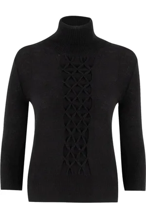 ERMANNO SCERVINO Strik, Dame, Sort, M, Uld, Uld High-Necked Jumper med Detaljer